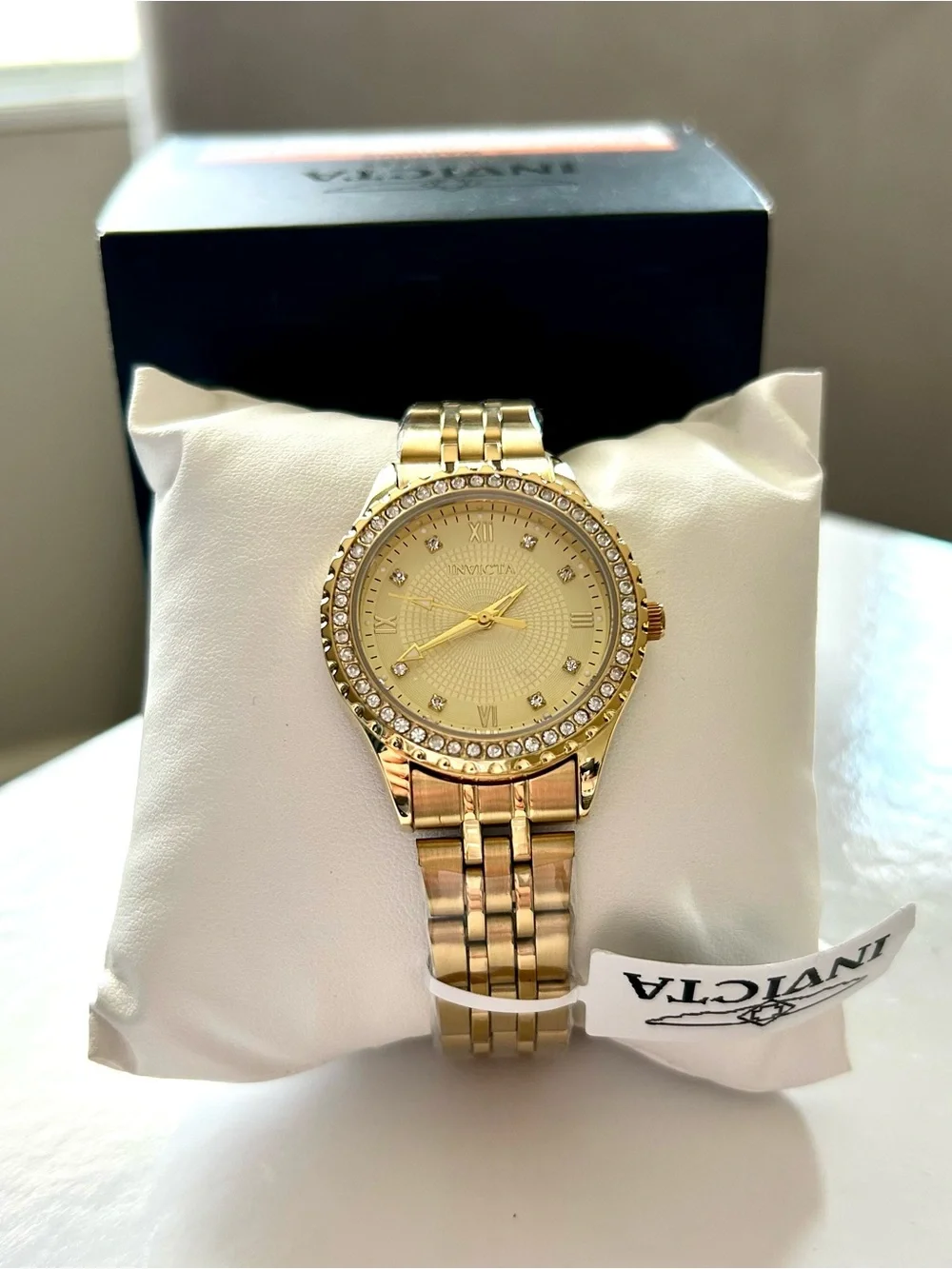 Invicta Women's Watch Wildflower Quartz Beige Dial Crystal Bezel YellowGold 6923